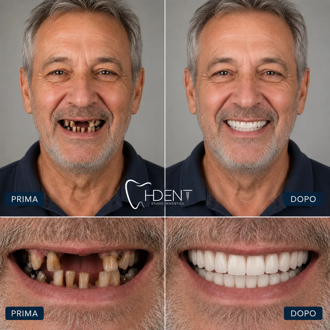 Denti fissi in Croazia prima e dopo il trattamento H-Dent